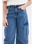 Kız Çocuk Wide Leg Kargo Geniş Bol Paça Pamuklu Jean Pantolon D7091A825SM 13