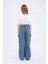 Kız Çocuk Wide Leg Kargo Geniş Bol Paça Pamuklu Jean Pantolon D7091A825SM 14