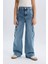 Kız Çocuk Wide Leg Kargo Geniş Bol Paça Pamuklu Jean Pantolon D7089a825sp 14