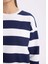 Relax Fit Bisiklet Yaka Çizgili Kalın Sweatshirt A1883AX24AU 12
