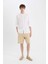 %100 Keten Regular Fit Yazlık Bermuda Şort 10