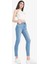 Skinny Fit Yüksek Bel Düz Paça Uzun Jean Taş Yıkama Pantolon D8189AX25SP 7