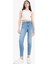 Skinny Fit Yüksek Bel Düz Paça Uzun Jean Taş Yıkama Pantolon D8189AX25SP 8