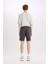 %100 Pamuk Slim Fit Dar Kesim Dar Paça Cepli Basic Düz Şort B8673AX25SM 14