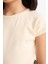 Kız Çocuk Slim Fit Dar Kesim Bisiklet Yaka Basic Düz Fitilli Kaşkorse Kısa Kollu Tişört B3053A825SM 14