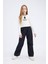 Kız Çocuk Slim Fit Dar Kesim Bisiklet Yaka Baskılı Uzun Kollu Tişört D7439A825SP 7