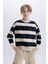 Erkek Çocuk Oversize Geniş Kalıp Bisiklet Yaka Çizgili Sweatshirt D7401A825SP 17