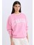 Oversize Geniş Kalıp Bisiklet Yaka Baskılı Kalın Sweatshirt D9805AX24WN 6