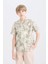 Erkek Çocuk Oversize Geniş Kalıp Polo Yaka Palmiye Desenli Kısa Kollu Gömlek D7780A825SM 9