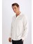 Regular Fit Polo Yaka Basic Düz Gofre Uzun Kollu Beyaz Gömlek D8713AX25SP 14