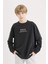 Erkek Çocuk Oversize Geniş Kalıp Bisiklet Yaka Sırt Baskılı Yıkamalı Soluk Efektli Sweatshirt D8494A825SP 18