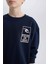 Erkek Çocuk Oversize Geniş Kalıp Bisiklet Yaka Sırt Baskılı Sweatshirt D7402A825SP 16
