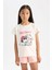 Kız Çocuk Snoopy Pijama Takımı Kısa Kollu Üst Beli Lastikli Kısa Şort D9831A824WN 8