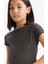 Kız Çocuk Slim Fit Dar Kesim Bisiklet Yaka Basic Düz Fitilli Kaşkorse Kısa Kollu Tişört B3053A825SM 10