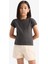 Kız Çocuk Slim Fit Dar Kesim Bisiklet Yaka Basic Düz Fitilli Kaşkorse Kısa Kollu Tişört B3053A825SM 12