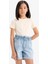 Kız Çocuk Slim Fit Dar Kesim Bisiklet Yaka Ribana Basic Düz Kısa Kollu Tişört B3054A825SM 12