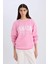 Oversize Geniş Kalıp Bisiklet Yaka Baskılı Kalın Sweatshirt D9805AX24WN 8