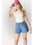 Kız Çocuk Slim Fit Dar Kesim Bisiklet Yaka Basic Düz Fitilli Kaşkorse Kısa Kollu Tişört B3053A825SM 13