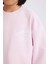 Kız Çocuk Relax Fit Bisiklet Yaka Baskılı Okul Sweatshirt D9078A825SP 11