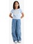 Kız Çocuk Slim Fit Dar Kesim Bisiklet Yaka Baskılı Fitilli Kaşkorse Kısa Kollu Tişört D8542A825SM 11