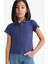 Kız Çocuk Slim Fit Dar Kesim Polo Yaka Basic Düz Fitilli Kaşkorse Kısa Kollu Tişört 12