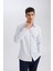 Modern Kesim Dokulu Düz Pamuk Karışımlı Uzun Kollu Gömlek E0475AX24AU 8