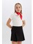 Kız Çocuk Slim Fit Dar Kesim Polo Yaka Basic Düz Fitilli Kaşkorse Kısa Kollu Tişört 17