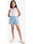Kız Çocuk Beli Lastikli Jean Şort B6386A825SM 9