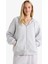 Relax Fit Kapüşonlu Cepli Basic Düz Fermuarlı Sweatshirt C1809AX25SP 11