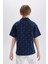 Erkek Çocuk Oversize Geniş Kalıp Polo Yaka Brode Kısa Kollu Gömlek D8339A825SM 17