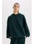 Relax Fit Kapüşonlu Kalın Basic Düz Sweatshirt D9935AX24WN 12