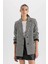 Oversize Geniş Kalıp Ceket Yaka Düğmeli Tweed Desenli Blazer Ceket V2814AZ24AU 12