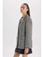 Oversize Geniş Kalıp Ceket Yaka Düğmeli Tweed Desenli Blazer Ceket V2814AZ24AU 13