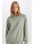Oversize Geniş Kalıp Bisiklet Yaka Kalın Basic Düz Sweatshirt V2697AZ24WN 7