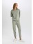 Oversize Geniş Kalıp Bisiklet Yaka Kalın Basic Düz Sweatshirt V2697AZ24WN 8