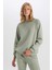 Oversize Geniş Kalıp Bisiklet Yaka Kalın Basic Düz Sweatshirt V2697AZ24WN 9