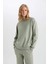 Oversize Geniş Kalıp Bisiklet Yaka Kalın Basic Düz Sweatshirt V2697AZ24WN 10
