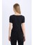 Fitted U Yaka Kısa Kollu Siyah Tişört C6102AX25SM 14