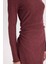 Bodycon Vücudu Saran Yarım Balıkçı Yaka Basic Düz Bürümcük Uzun Kollu Midi Bordo Elbise D8643AX24AU 12