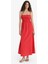 Keten Görünümlü Askılı Kırmızı Maxi Elbise C9236AX25HS 8