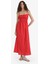 Keten Görünümlü Askılı Kırmızı Maxi Elbise C9236AX25HS 9