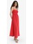 Keten Görünümlü Askılı Kırmızı Maxi Elbise C9236AX25HS 10