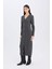 Bodycon Vücudu Saran Basic Düz V Yaka Düğmeli Fitilli Kaşkorse Midi Uzun Kollu Elbise B3261AX24WN 6