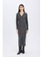 Bodycon Vücudu Saran Basic Düz V Yaka Düğmeli Fitilli Kaşkorse Midi Uzun Kollu Elbise B3261AX24WN 7