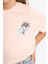Kız Çocuk Relax Fit Bisiklet Yaka Sırt Baskılı Kısa Kollu Tişört E0354A825SM 15