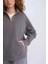 Oversize Geniş Kalıp Basic Düz Kanguru Cepli Fermuarlı Polo Yaka Sweatshirt E0741AX24WN 14