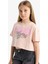 Kız Çocuk Crop Bisiklet Yaka Baskılı Kısa Kollu Tişört E0385A825SM 8