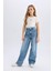Kız Çocuk Wide Leg Yırtık Detaylı Geniş Paça Jean Pantolon 9