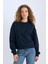 Regular Fit Bisiklet Yaka Kalın Basic Düz Sweatshirt D6645AX24WN 13