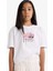 Kız Çocuk Oversize Geniş Kalıp Bisiklet Yaka Sırt Baskılı Kısa Kollu Tişört E0367A825SM 13